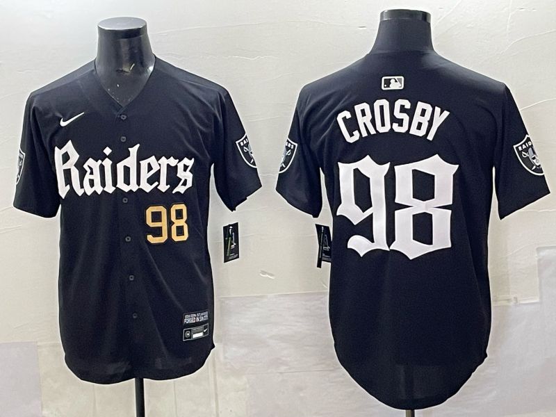 Men 2025 Oakland Raiders 98 Crosby Black 6th generation Joint Name Nike Limited NFL Jersey style 04